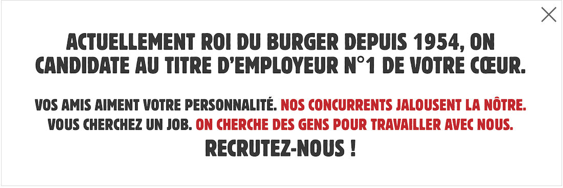 campagne recrutement originale burger king